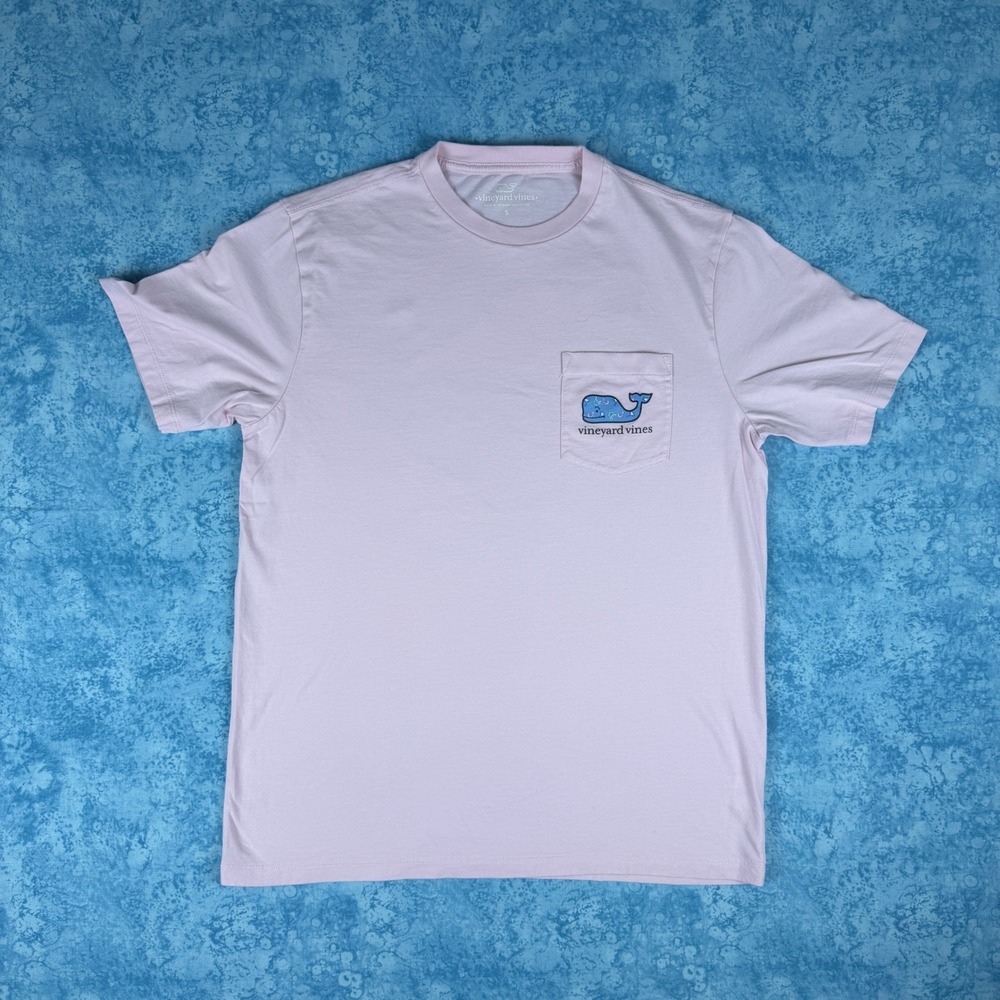 Vineyard Vines Mens Pink Shrimp Cocktail Whale Pocket T-Shirt S